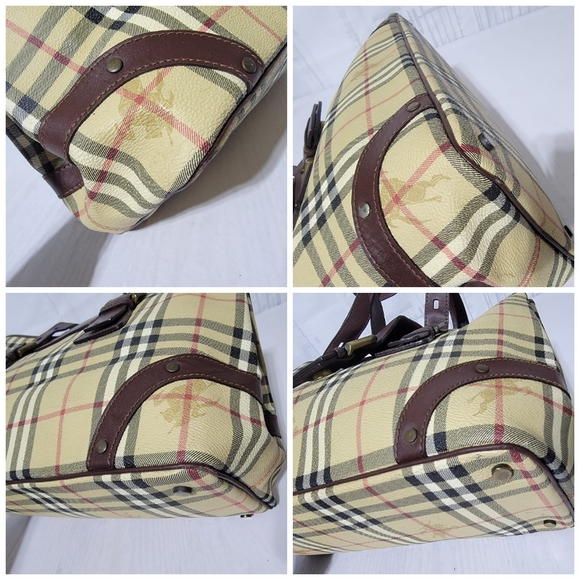 Authetic Burberry Beige/Brown Haymarket Check Coated Canvas And Leather … - Picture 10 of 11